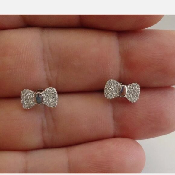 925 Sterling Silver Bow .75ct Diamond Earrings